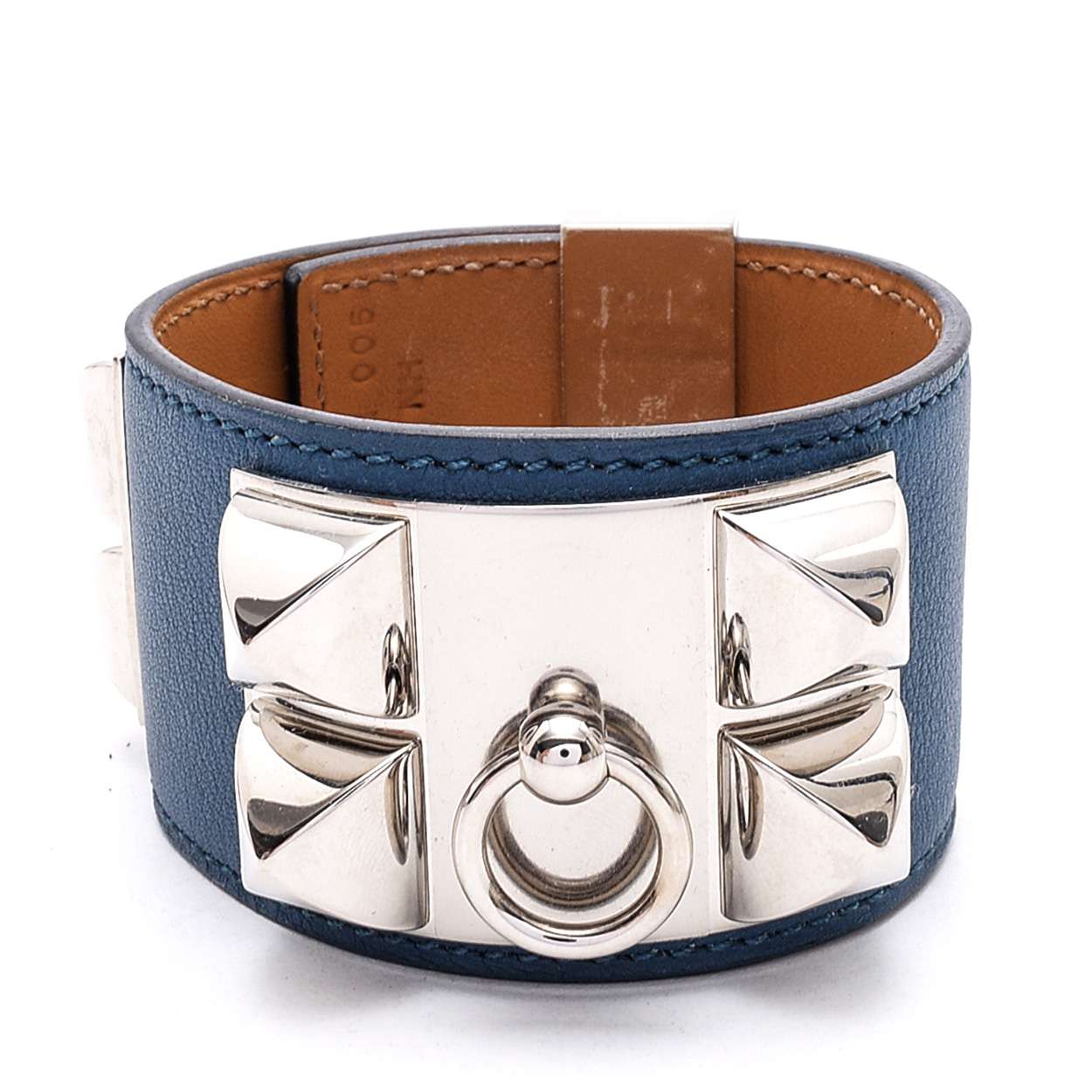 Hermes Blue  Collier De Chien Leather Bracelet 